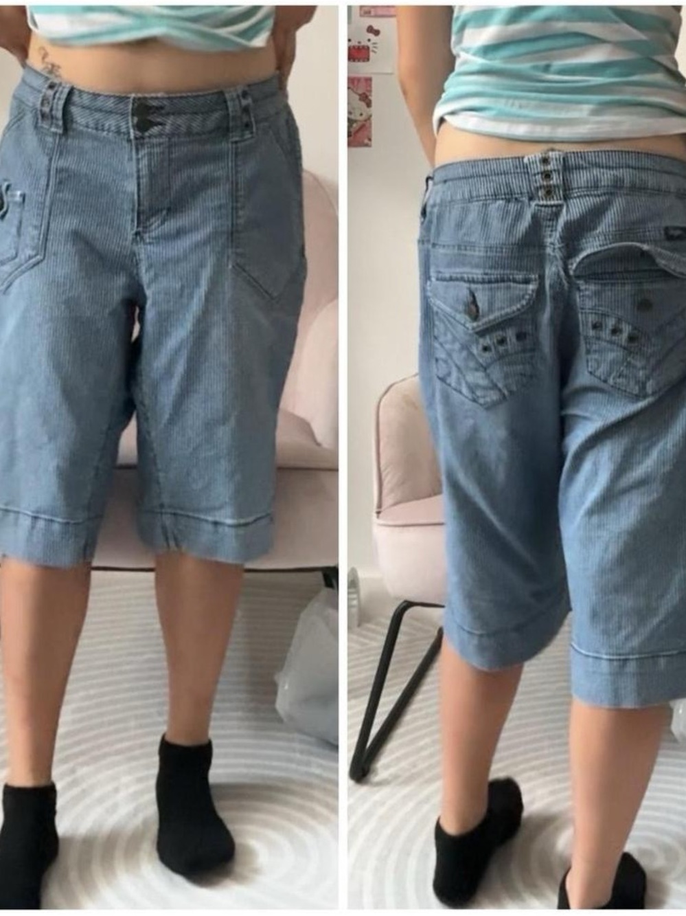 Men's Light Blue Denim Bermuda Shorts